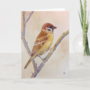 Watercolor Sparrow Greeting Card