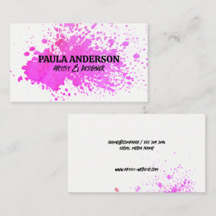 Watercolor Spatter Artistic Business Card