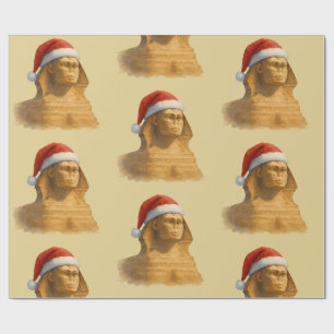Watercolor Sphinx Santa Hat Ancient EgyptChristmas Wrapping Paper