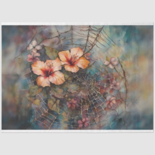 Watercolor Spiderweb Hibiscus Decoupage Paper