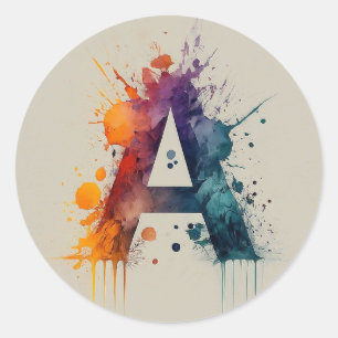 Watercolor Splash A Classic Round Sticker