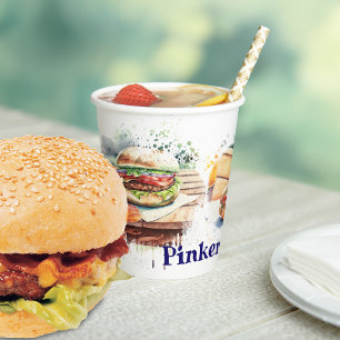 Watercolor Splash BBQ Personalised Paper Cups