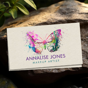 Watercolor Splash Butterfly on Canvas Business Card