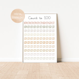 Watercolor Splash Count to 100 Poster