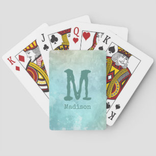 Watercolor Splash custom monogram playing cards