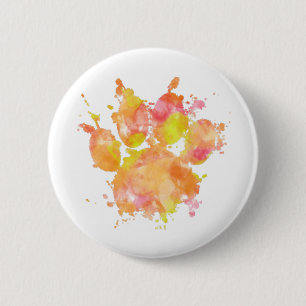 Watercolor Splash Dog Paw Print 6 Cm Round Badge