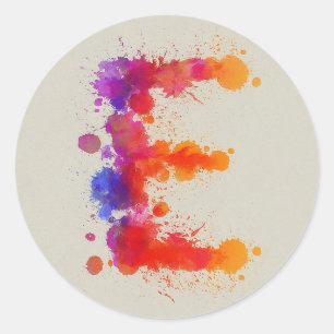 Watercolor Splash E Classic Round Sticker
