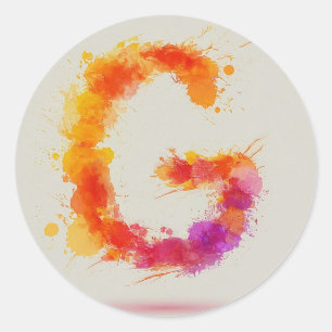 Watercolor Splash G Classic Round Sticker