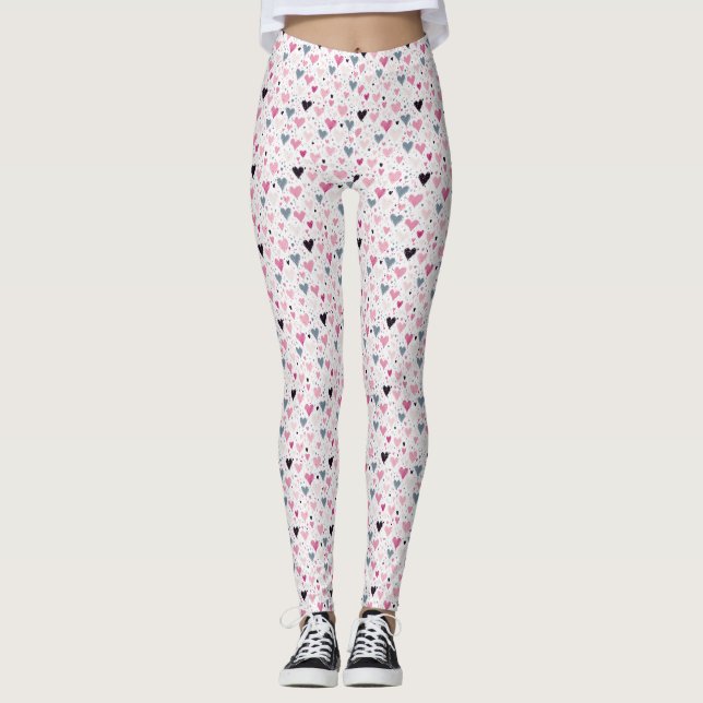 Watercolor Splash Heart Leggings (Front)