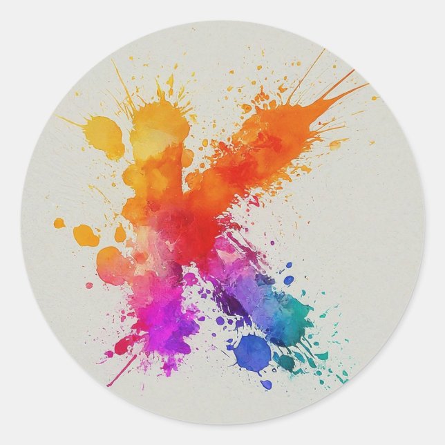 Watercolor Splash K Classic Round Sticker (Front)