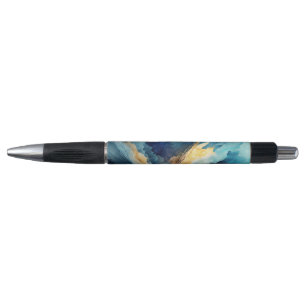 Watercolor Splash Navy Gold 