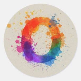 Watercolor Splash O Classic Round Sticker
