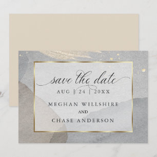Watercolor Splash on Granite Stone Beige Invitation