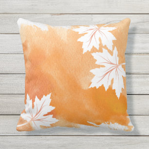 Watercolor splash orange maple leaves modern outdoor cushion