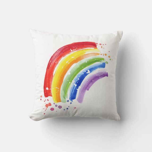 Watercolor Splash Rainbow Cushion (Front)