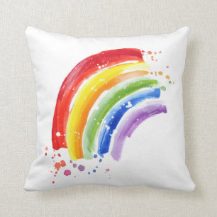 Watercolor Splash Rainbow Cushion