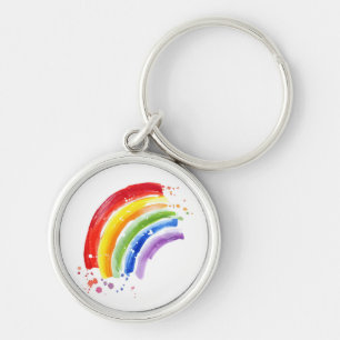 Watercolor Splash Rainbow Key Ring
