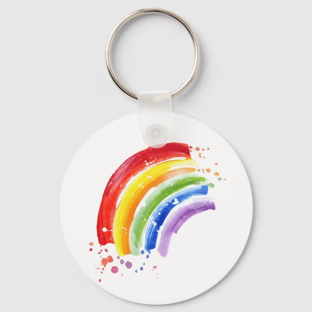 Watercolor Splash Rainbow Key Ring (Front)