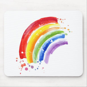 Watercolor Splash Rainbow Mouse Pad