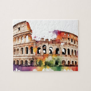 Watercolor Splash Rome Colosseum Jigsaw Puzzle
