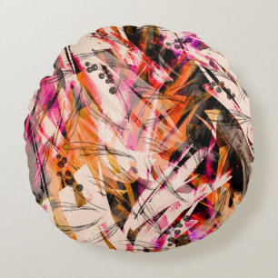 Watercolor splash, vintage abstract background. round cushion