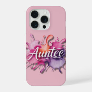 Watercolor Splash with Auntee typography iPhone 15 Pro Case