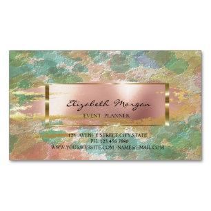 Watercolor Splashes, Brush Stroke, Gold Frame Magnetic Business Card