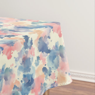 Watercolor Splashes Pink Blue  Tablecloth