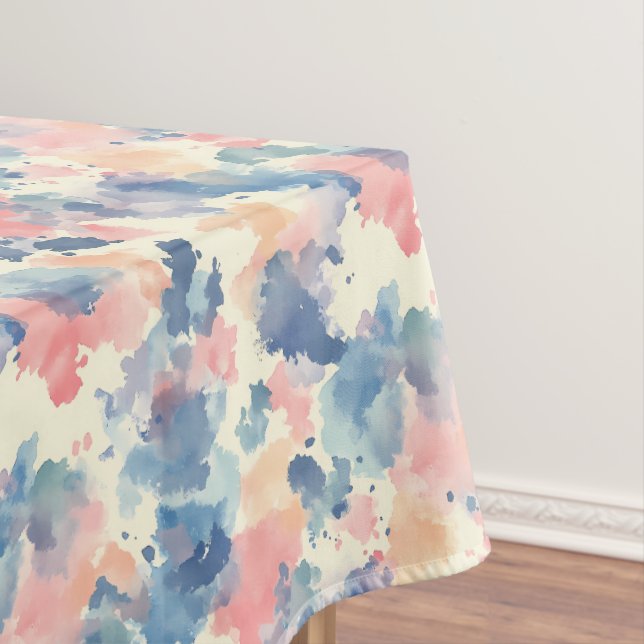 Watercolor Splashes Pink Blue  Tablecloth (In Situ)