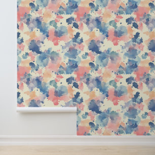 Watercolor Splashes Pink Blue  Wallpaper