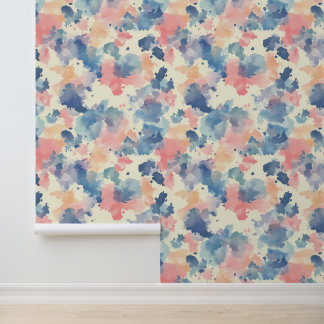 Watercolor Splashes Pink Blue Wallpaper