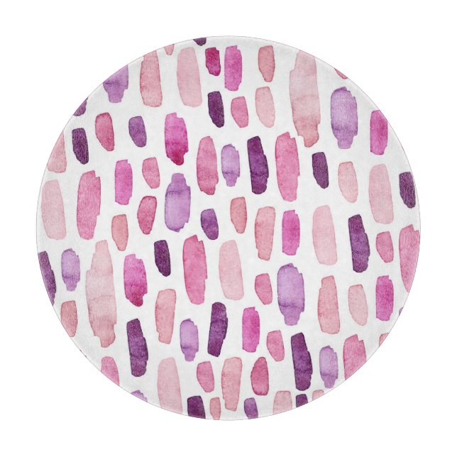 Watercolor Splashes: Pink, Purple Pattern. Cutting Board (Front)