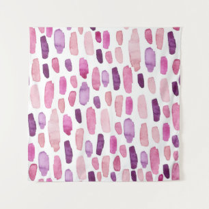 Watercolor Splashes: Pink, Purple Pattern. Tapestry