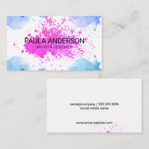 Watercolor Splat Artistic Expressive Business Card