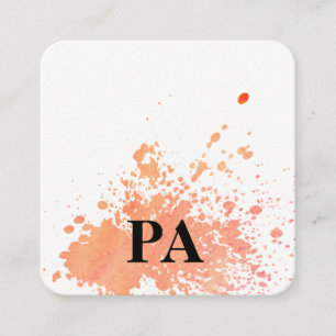 Watercolor Splat / Monogram Square Business Card