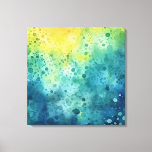Watercolor Splatter Art Yellow Green Blue Canvas Print