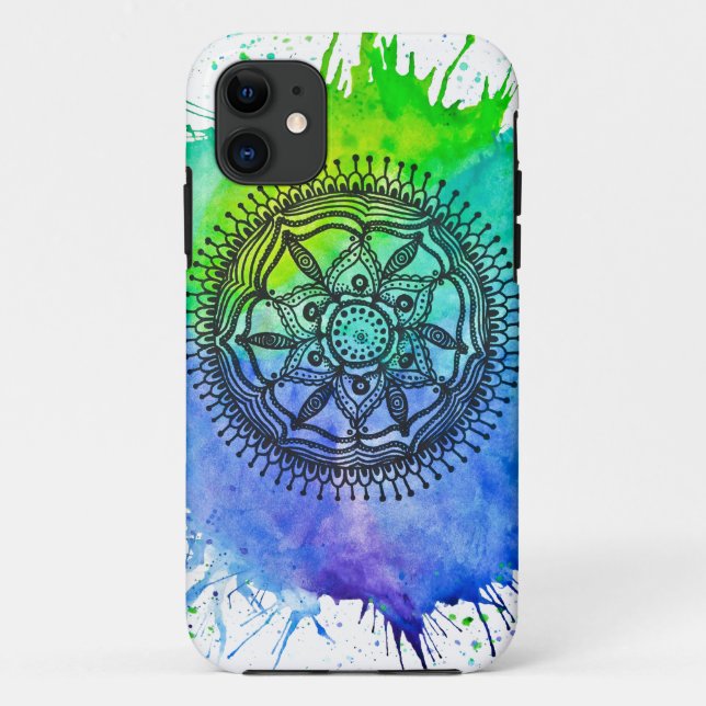 Watercolor Splatter Mandala Vibe Case-Mate iPhone Case (Back)