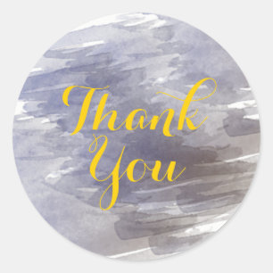 Watercolor Splatter Thank You  Abstract Modern Classic Round Sticker