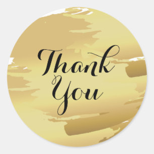 Watercolor Splatter Thank You  Abstract Modern Classic Round Sticker