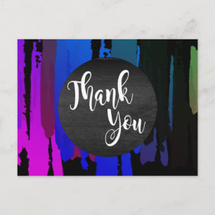Watercolor Splatter Thank You Abstract Modern Postcard