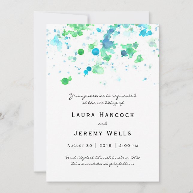 Watercolor Splatter Wedding Invitation (Front)