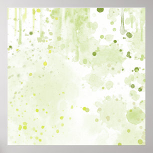 Watercolor Splatters Green and Sage Poster