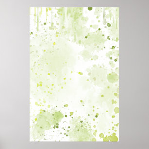 Watercolor Splatters Green and Sage Poster