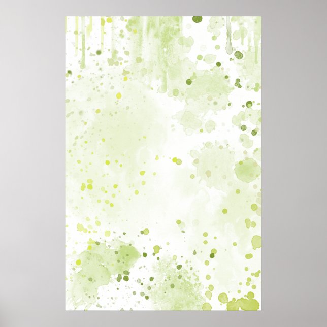 Watercolor Splatters Green and Sage Poster (Front)