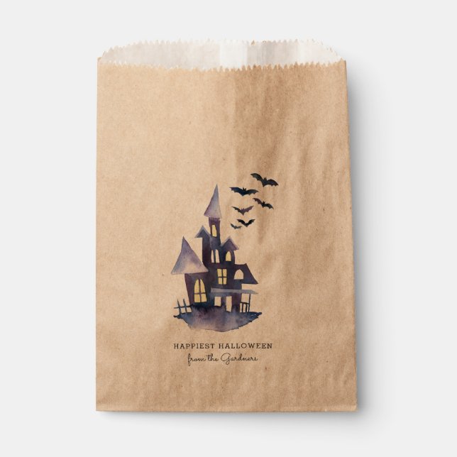 Watercolor Spooky House Favour Bag (Front)