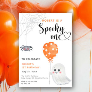 Watercolor Spooky One 1st Birthday Invitation
