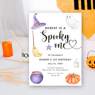Watercolor Spooky One Halloween 1st Birthday Invitation