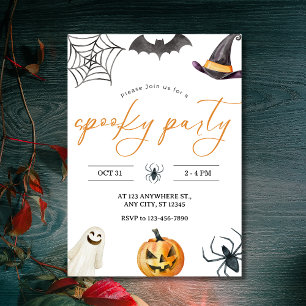 Watercolor Spooky & Sweet Halloween Party Invitation