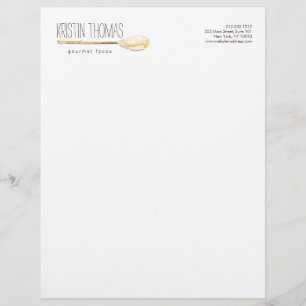 Watercolor Spoon Catering, Chef Letterhead Template