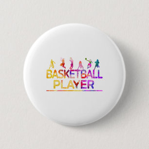 Watercolor Sport Basketball Player 6 Cm Round Badge